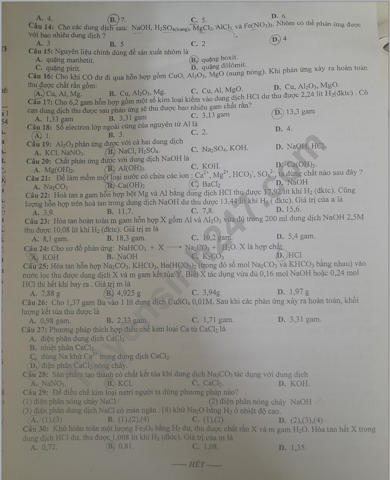 De thi giua ki 2 mon Hoa lop 12 nam 2024 - THPT chuyen Hung Vuong
