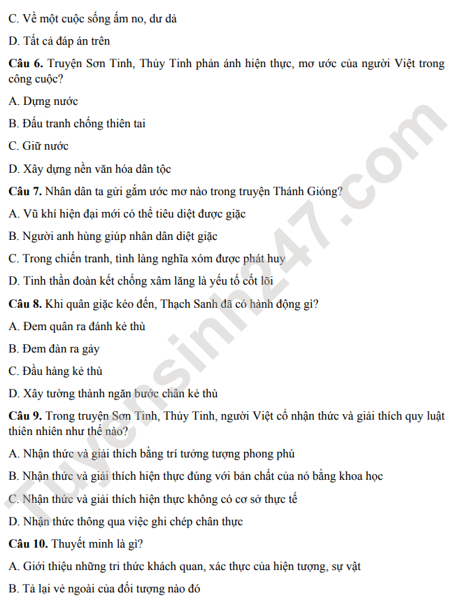 De thi giua ki 2 lop 6 mon Van 2024 - Ket noi tri thuc (Co dap an)