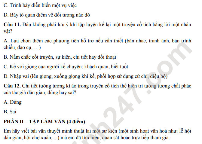 De thi giua ki 2 lop 6 mon Van 2024 - Ket noi tri thuc (Co dap an)