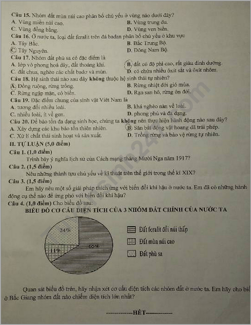 De thi giua ki 2 mon Su & Dia - Phong GD Son Dong 2024