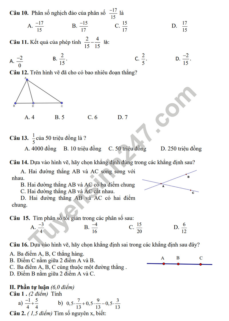 De thi giua ki 2 mon Toan lop 6 - THCS Quynh Xuan 2024 (Co dap an)