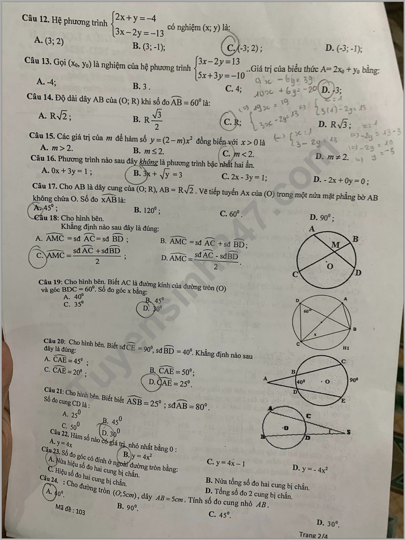 De thi giua ki 2 mon Toan lop 9 nam 2024 - TH& THCS Viet Thanh