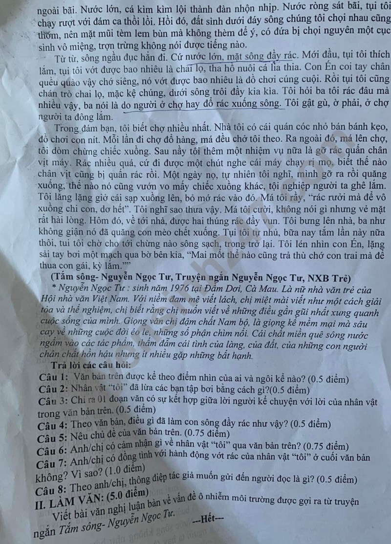 De thi giua ki 2 mon Van lop 11 nam 2024 - THPT Doc Binh Kieu