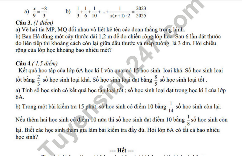 De thi giua ki 2 mon Toan lop 6 - THCS Quynh Xuan 2024 (Co dap an)