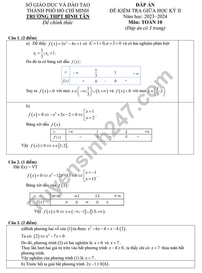 De thi giua ki 2 mon Toan lop 10 nam 2024 - THPT Binh Tan (Co dap an)