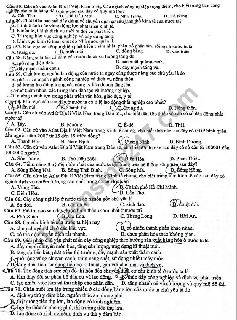 De thi giua ki 2 mon Dia lop 12 - So GD Bac Ninh 2024 (Co dap an)