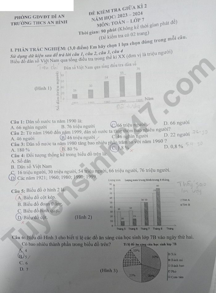De giua ki 2 mon Toan lop 7 nam 2024 - THCS An Binh