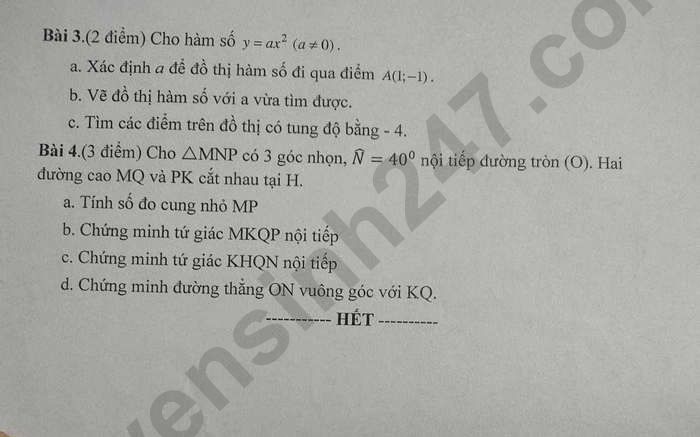 De thi giua ki 2 mon Toan lop 9 nam 2024 - THCS Tran Van Cap