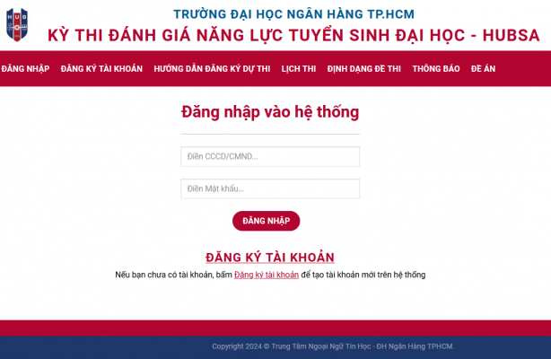Huong dan dang ky du thi danh gia dau vao Dai hoc Ngan hang TPHCM 2024