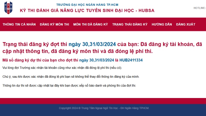 Huong dan dang ky du thi danh gia dau vao Dai hoc Ngan hang TPHCM 2024