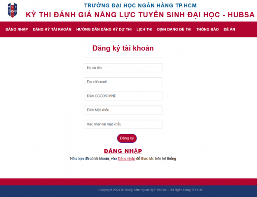 Huong dan dang ky du thi danh gia dau vao Dai hoc Ngan hang TPHCM 2024