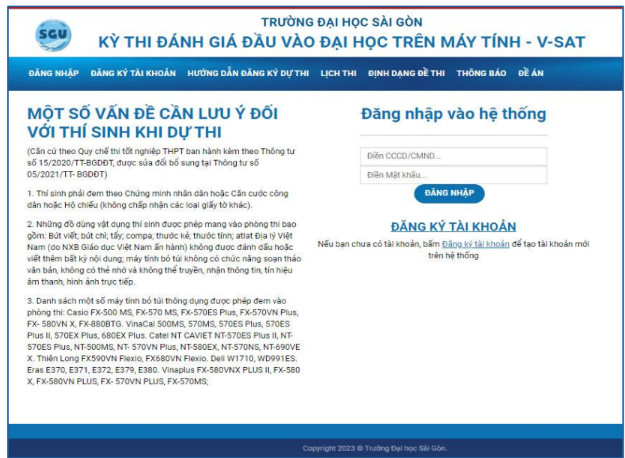 Huong dan dang ky du thi danh gia dau vao Dai hoc Sai Gon 2024