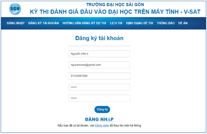 Huong dan dang ky du thi danh gia dau vao Dai hoc Sai Gon 2024