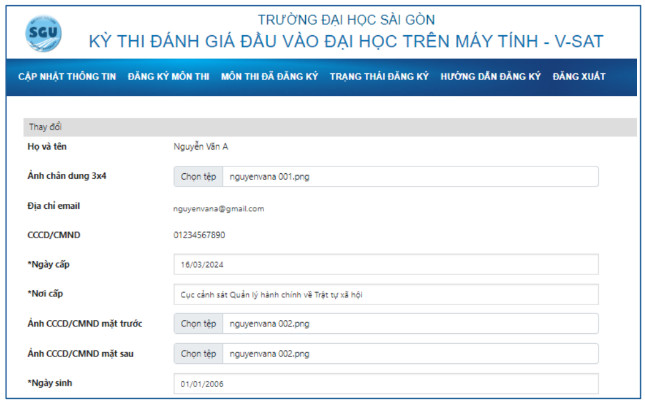 Huong dan dang ky du thi danh gia dau vao Dai hoc Sai Gon 2024