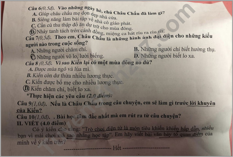 De thi giua ki 2 lop 7 mon Van 2024 - THCS Xuat Le