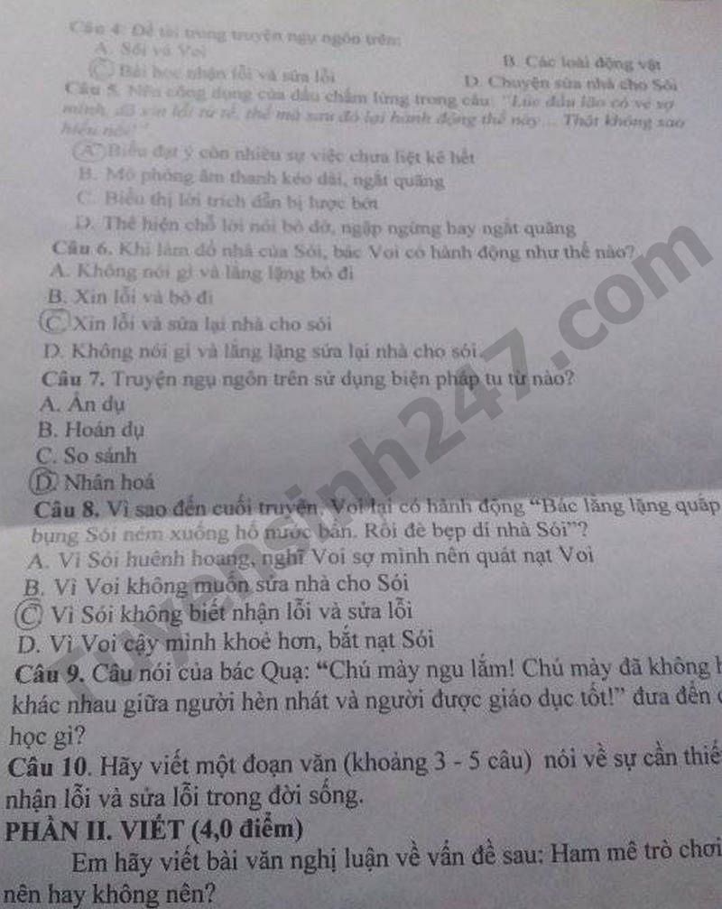 De kiem tra giua ki 2 lop 7 mon van 2024 - THCS Kha Son