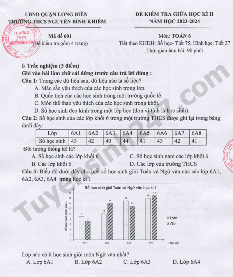De giua ki 2 lop 6 nam 2024 mon Toan - THCS Nguyen Binh Khiem