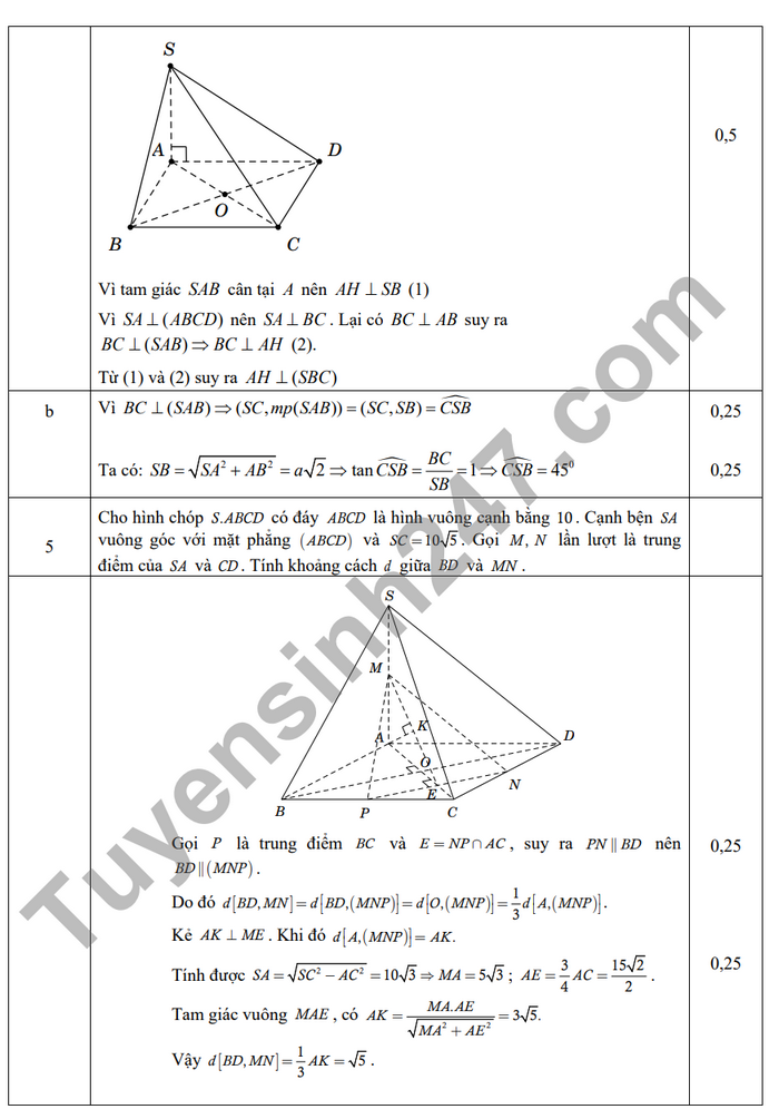 De giua ki 2 lop 11 nam 2024 mon Toan - THPT Thieu Hoa (Co dap an)