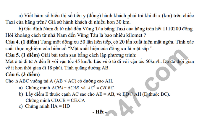 De thi ki 2 lop 8 mon Toan 2024 - THCS Hai Ba Trung (Co dap an)