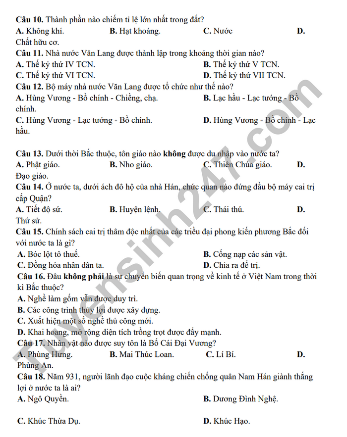 De thi cuoi ki 2 nam 2023 mon Su - Dia 6 - THCS Thanh Am