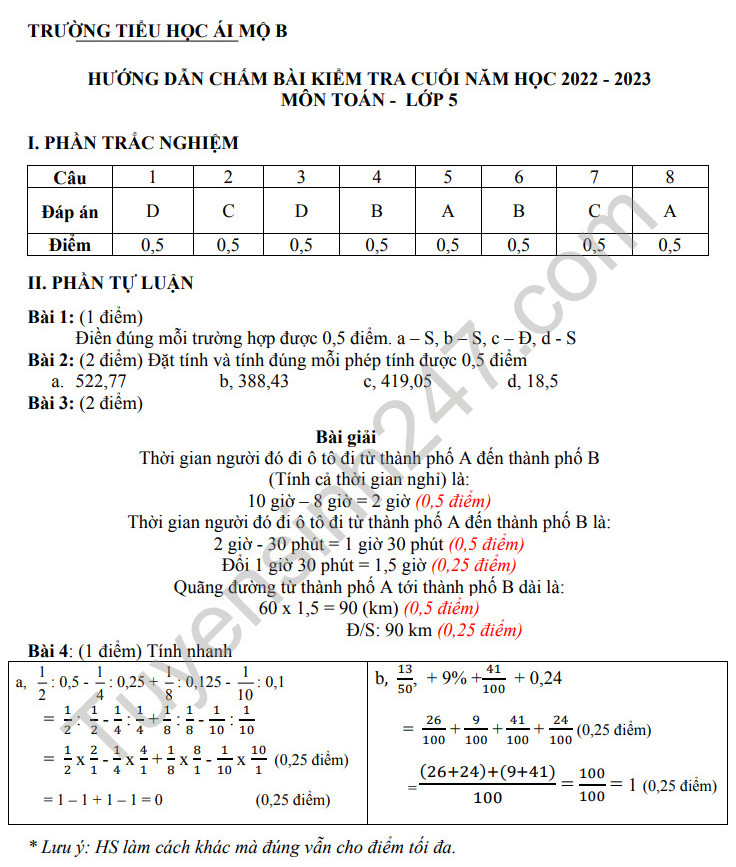 De thi ki 2 lop 5 mon Toan 2023 - TH Ai Mo B (Co dap an)