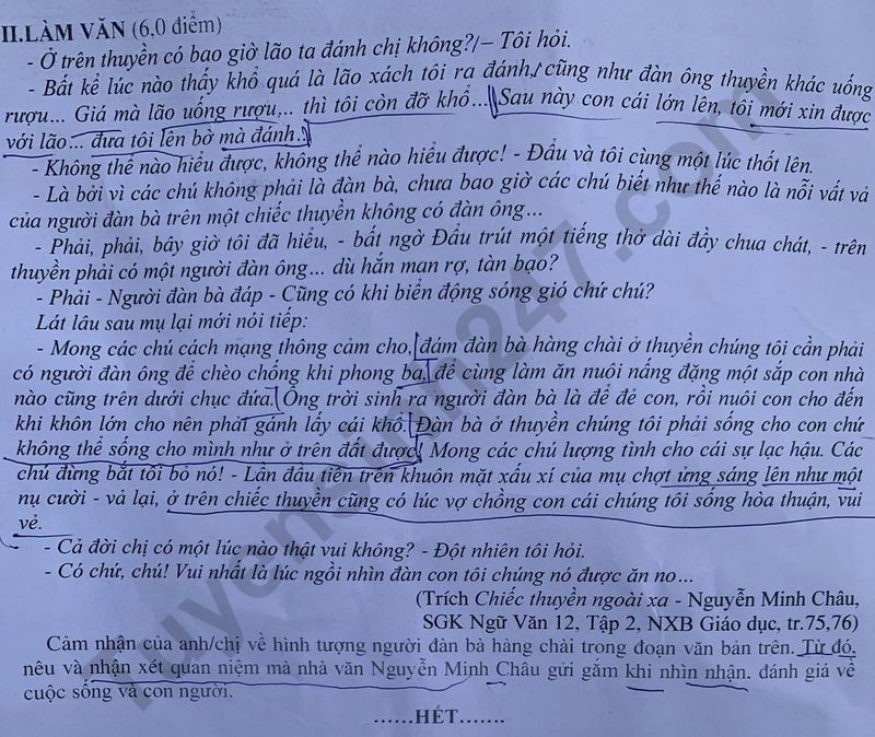 De thi ki 2 mon Van lop 12 nam 2024 - THPT Cao Lanh 2