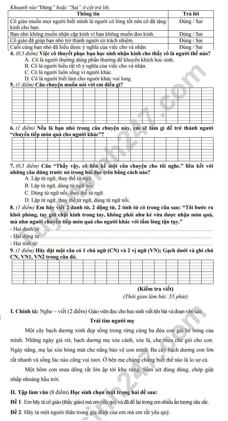 De thi ki 2 mon Tieng Viet lop 5 nam 2023 - TH Ai Mo B (Co dap an)