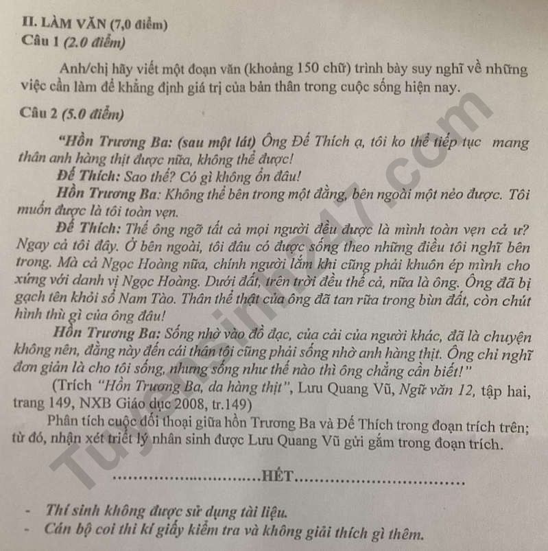 De kiem tra cuoi ki 2 lop 12 mon Van 2024 - THPT To Hieu