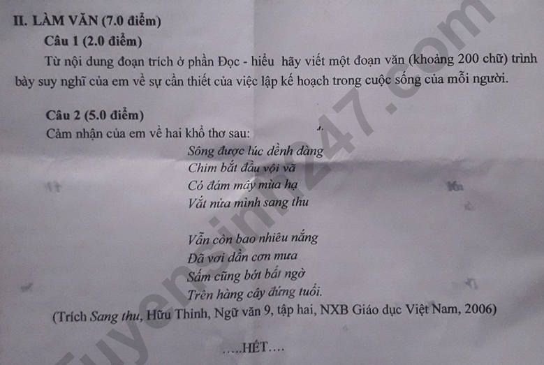 De thi ki 2 lop 9 mon Van 2024 - So GD Binh Duong