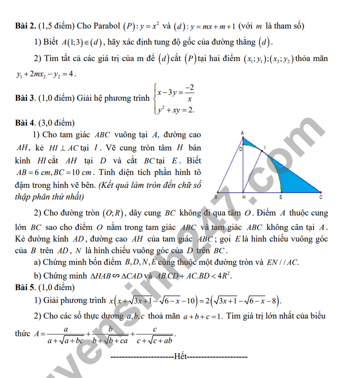 De thi ki 2 mon Toan lop 9 - Phong GD Giao Thuy 2024 (Co dap an)