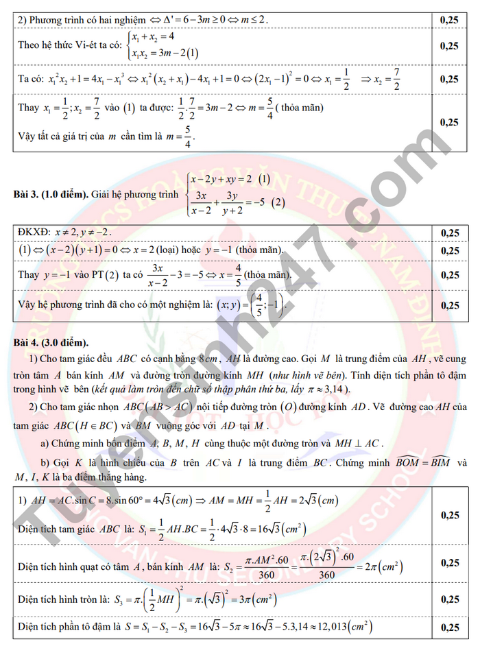 De thi ki 2 mon Toan lop 9 - THCS Hoang Van Thu 2024 (Co dap an)