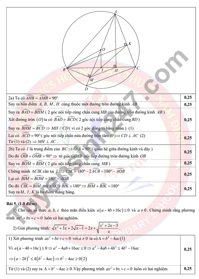 De thi ki 2 mon Toan lop 9 - THCS Hoang Van Thu 2024 (Co dap an)