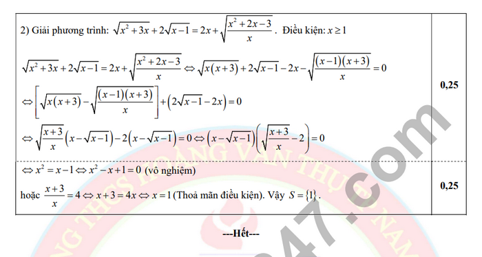 De thi ki 2 mon Toan lop 9 - THCS Hoang Van Thu 2024 (Co dap an)