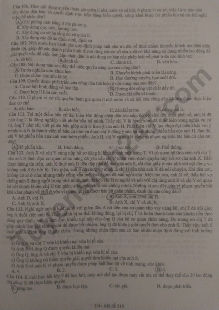 De thi hoc ki 2 mon GDCD lop 12 - So GD Bac Ninh 2024