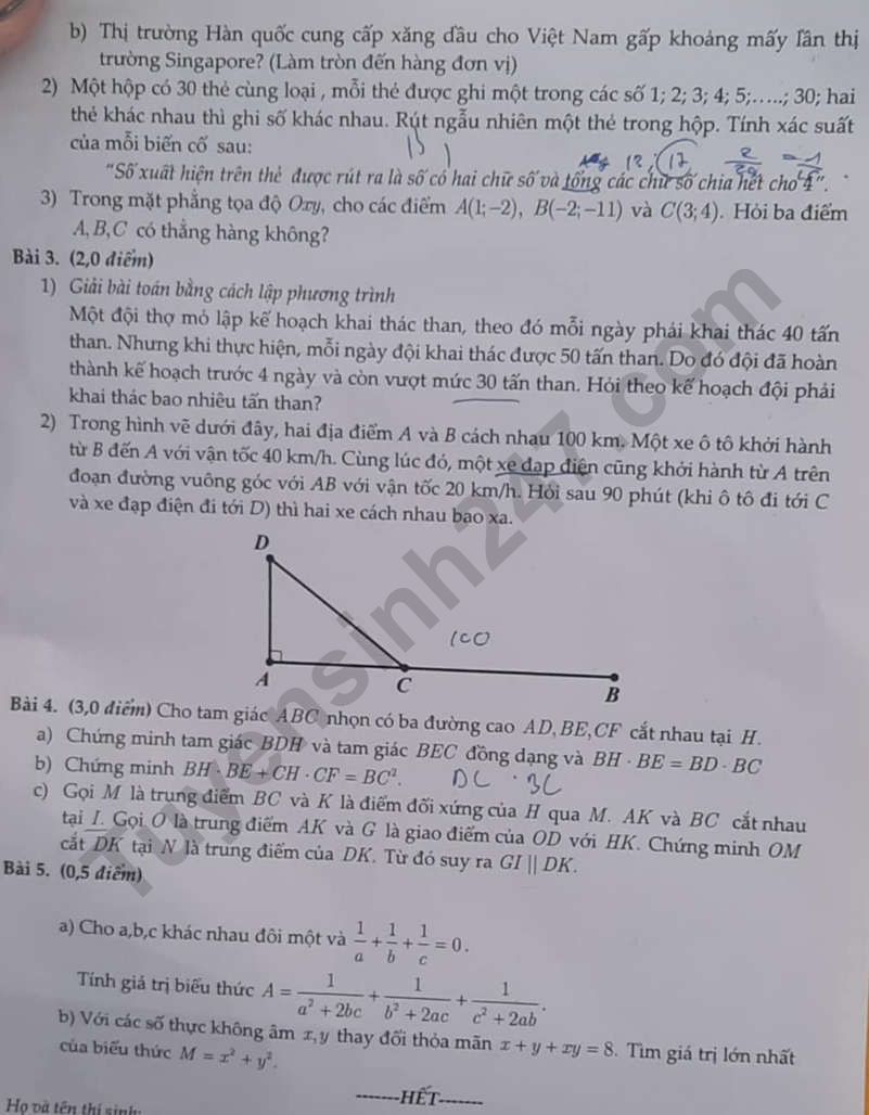 De thi ki 2 lop 8 mon Toan 2024 - THCS Cau Giay