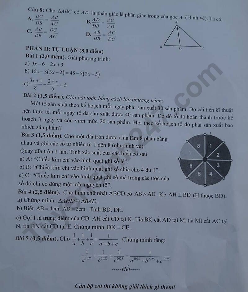 De thi ki 2 mon Toan lop 8 nam 2024 - Quan Tay Ho