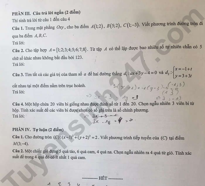 De thi ki 2 mon Toan lop 10 nam 2024 - THPT Van Quan