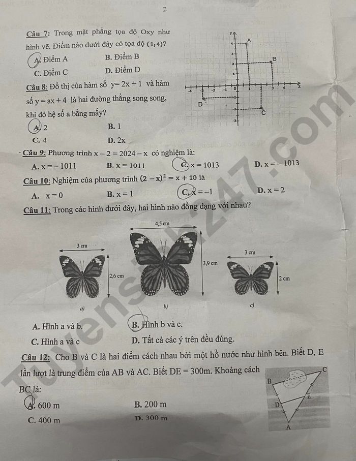 De thi ki 2 mon Toan lop 8 - THCS Nguyen Van Ba 2024