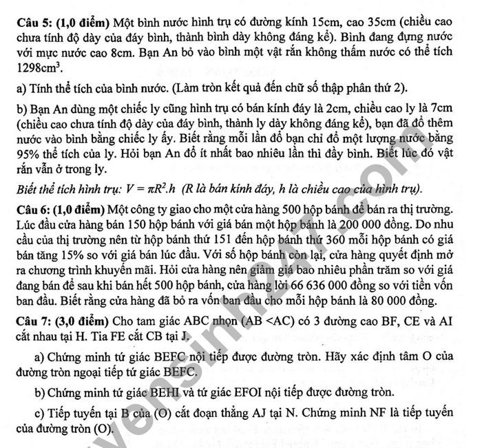 De thi ki 2 mon Toan lop 9 - Quan 8 nam 2024