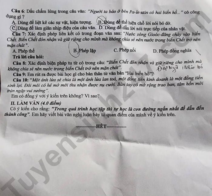 De thi ki 2 lop 7 mon Van 2024 - Huyen Dien Ban