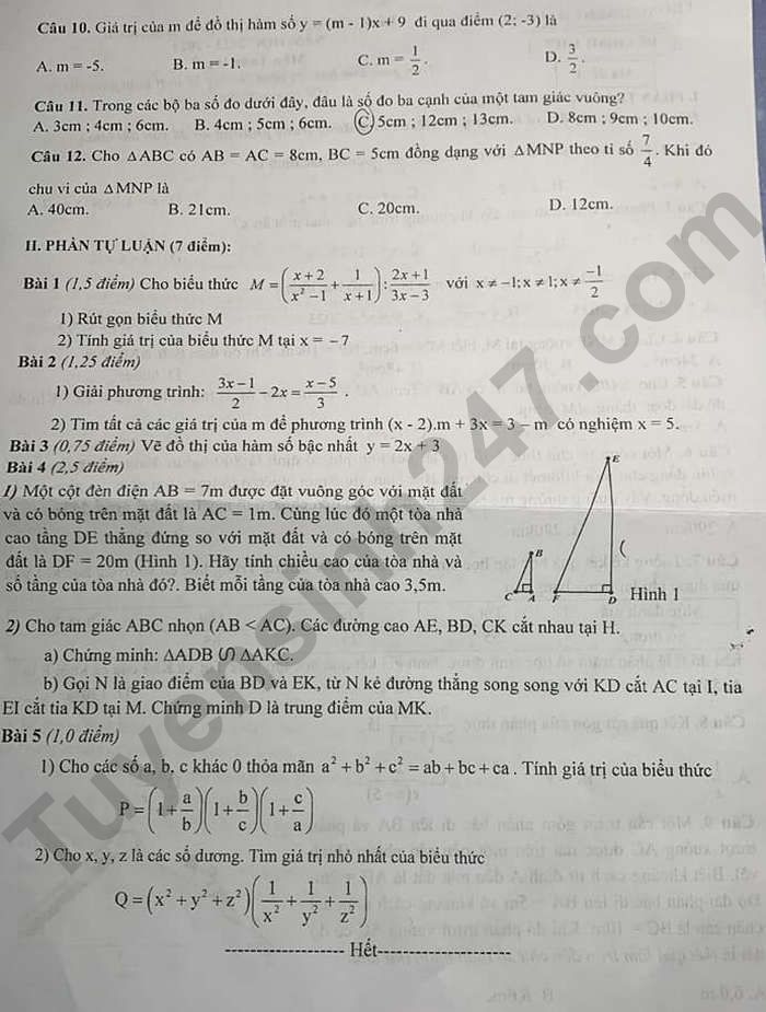 De thi ki 2 mon Toan lop 8 - Phong GD Hai Hau 2024