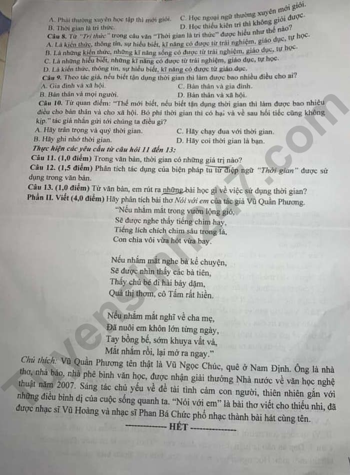 De thi ki 2 lop 8 mon Van 2024 - Huyen Hai Hau