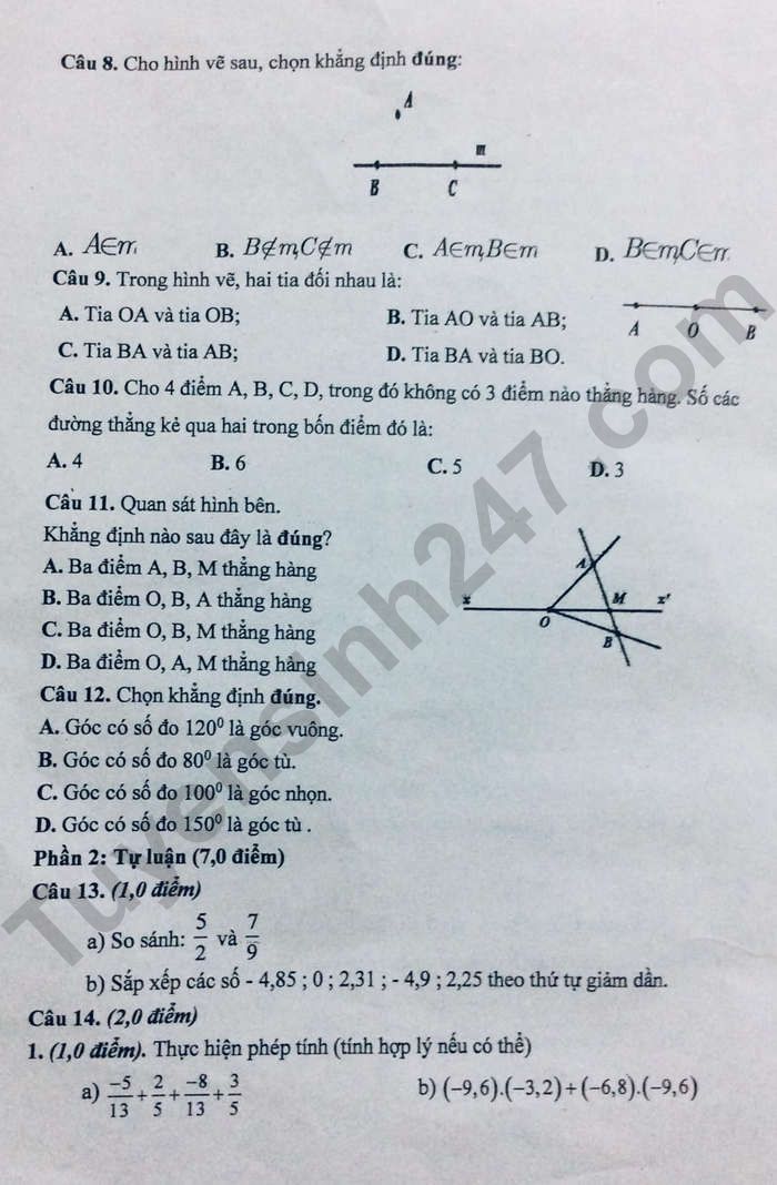 De thi cuoi ki 2 mon Toan lop 6 - TP Hai Duong 2024