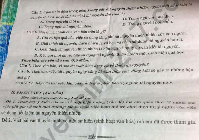 De hoc ki 2 lop 6 mon Van - So GD Bac Ninh 2024