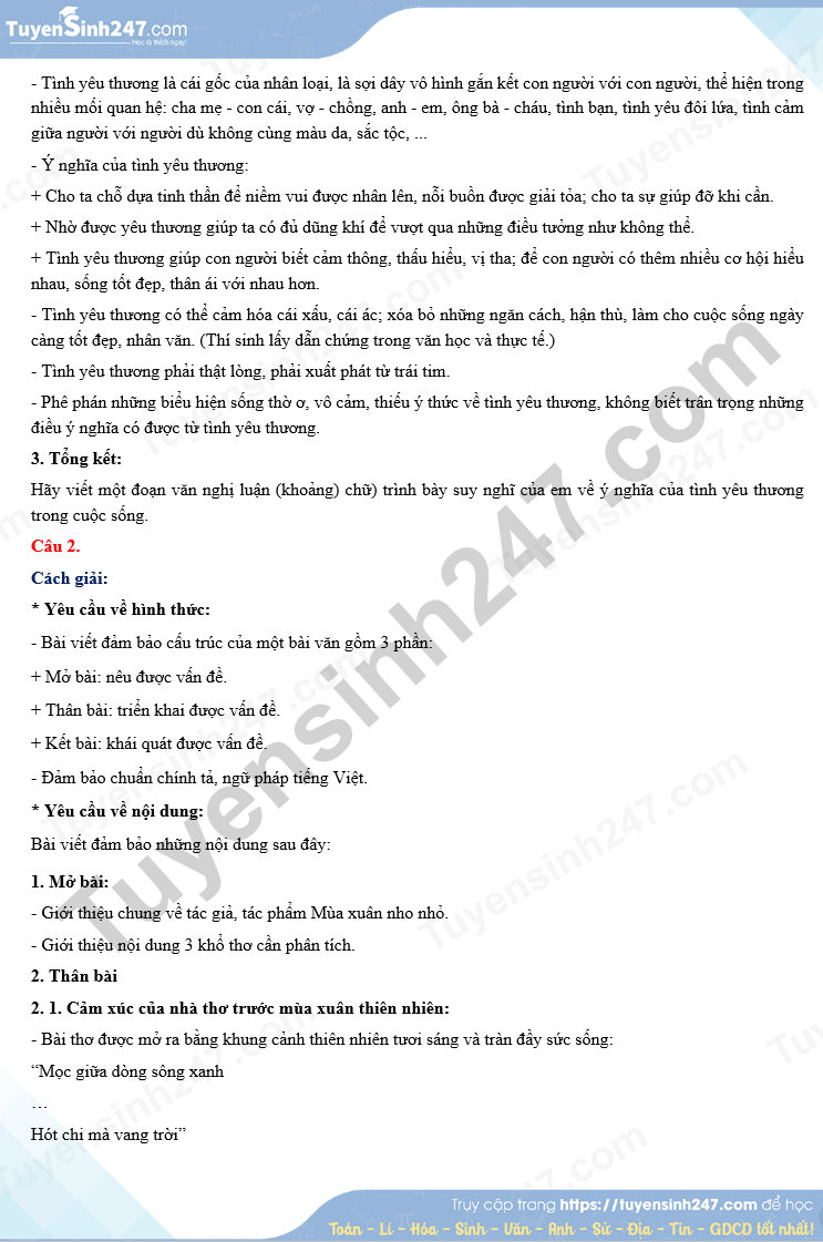 Dap an de thi vao lop 10 mon Van - Quang Ninh 2024