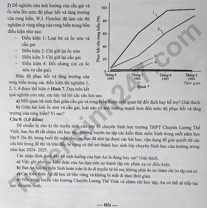 De thi vao lop 10 mon Sinh chuyen 2024 - Dong Nai