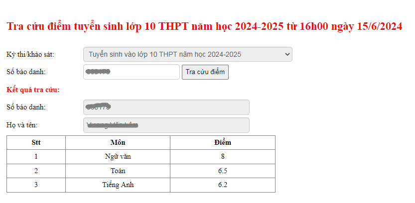Tra cuu diem thi vao lop 10 Phu Tho nam 2024