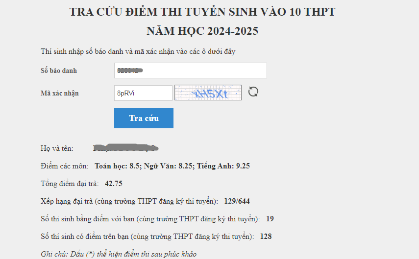 Hai Phong cong bo diem thi vao lop 10 nam 2024