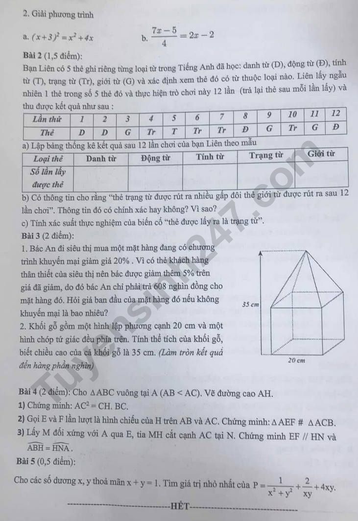 De khao sat dau nam lop 9 mon Toan 2024