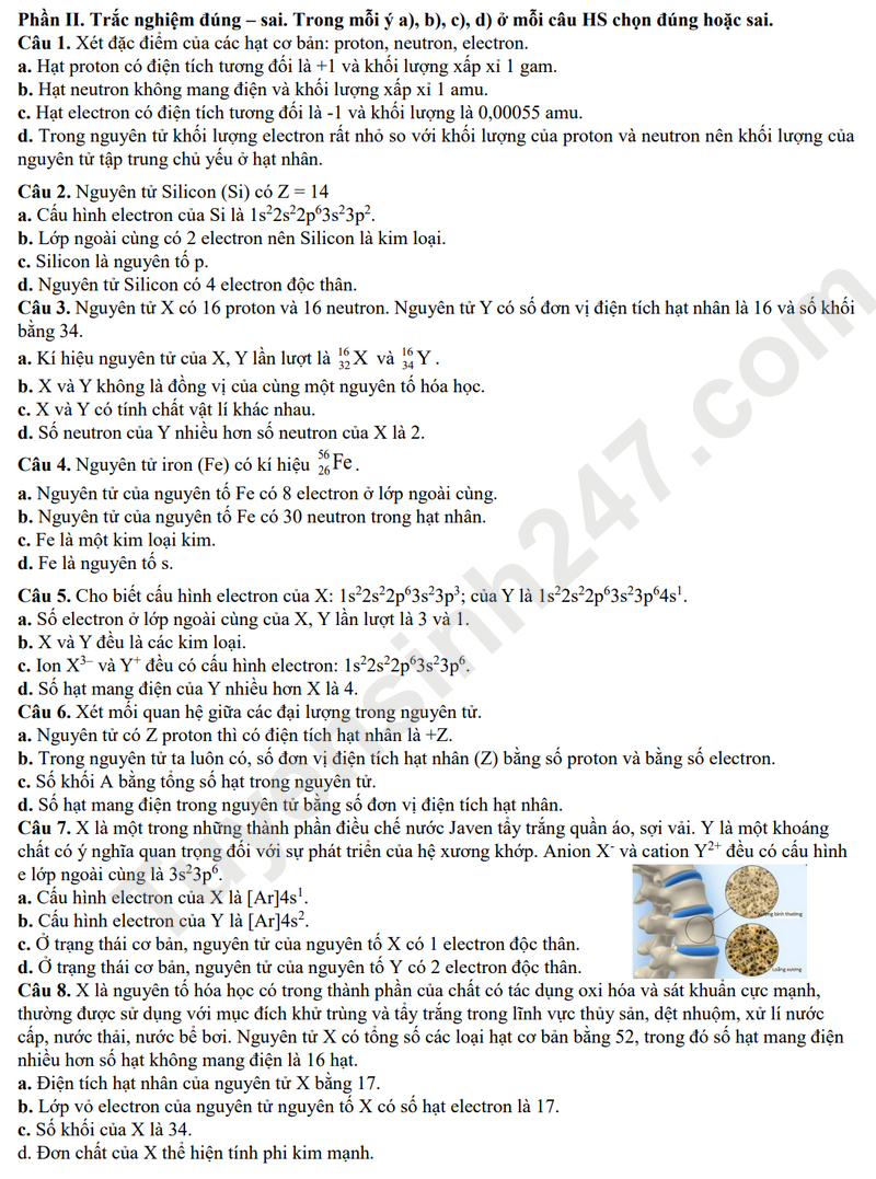 De cuong on tap giua HK1 lop 10 mon Hoa - THPT Viet Duc 2025